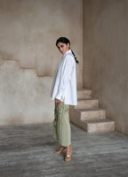 Quinta Tie Detail White Organic Cotton Shirt ETNA