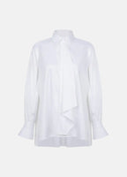 Quinta Tie Detail White Organic Cotton Shirt ETNA