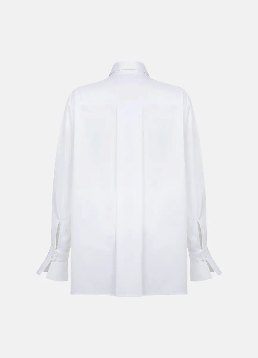 Quinta Tie Detail White Organic Cotton Shirt ETNA