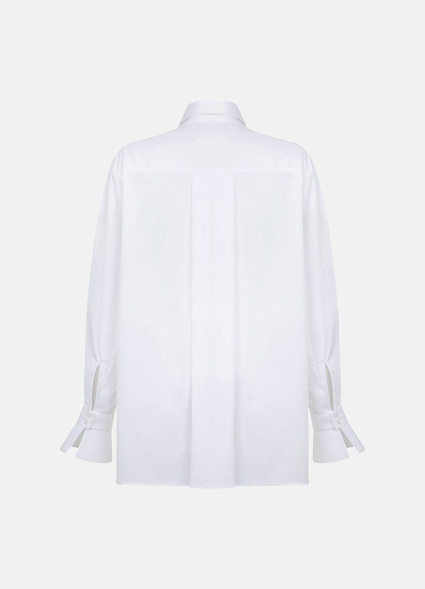 Quinta Tie Detail White Organic Cotton Shirt