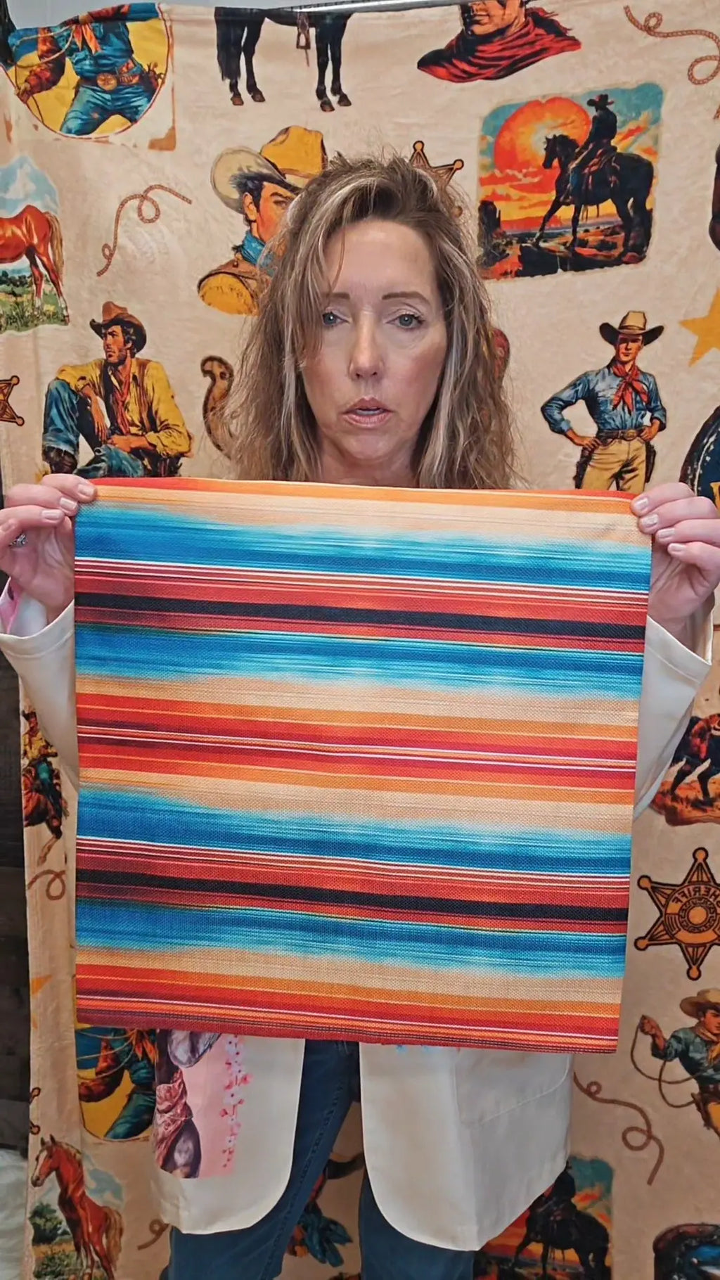 Colores De Mexico Southwest Serape Pillow Case 18x18" Made in America Baha Ranch Western Wear