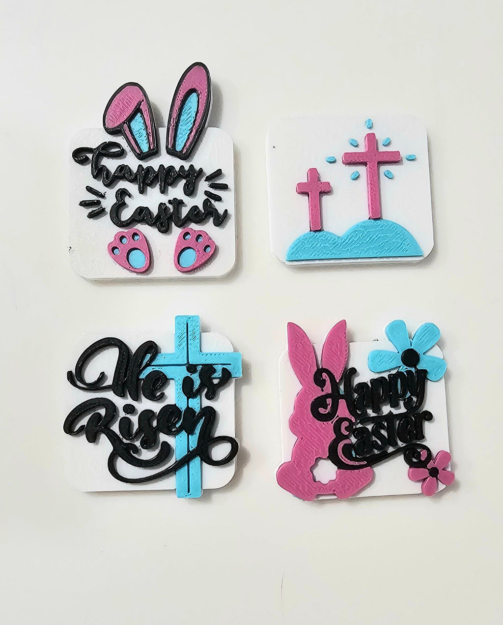 Set of 4 3D Print Easter Faith Cross Religious Pins or Magnets Made in America Baha Ranch Western Wear