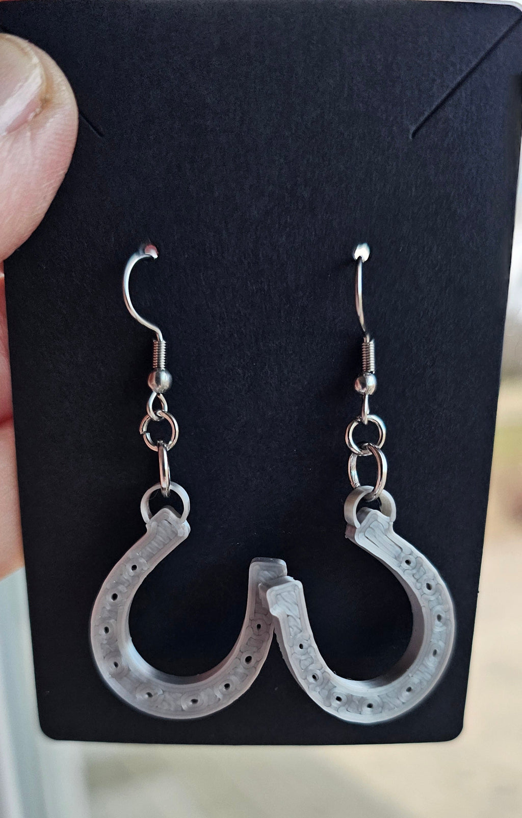 3D Print Western Silver Horseshoe Earrings Made in America Baha Ranch Western Wear
