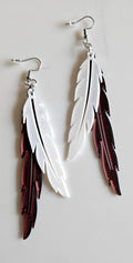 3D Print Double Feather Boho Earrings Made in America Baha Ranch Western Wear