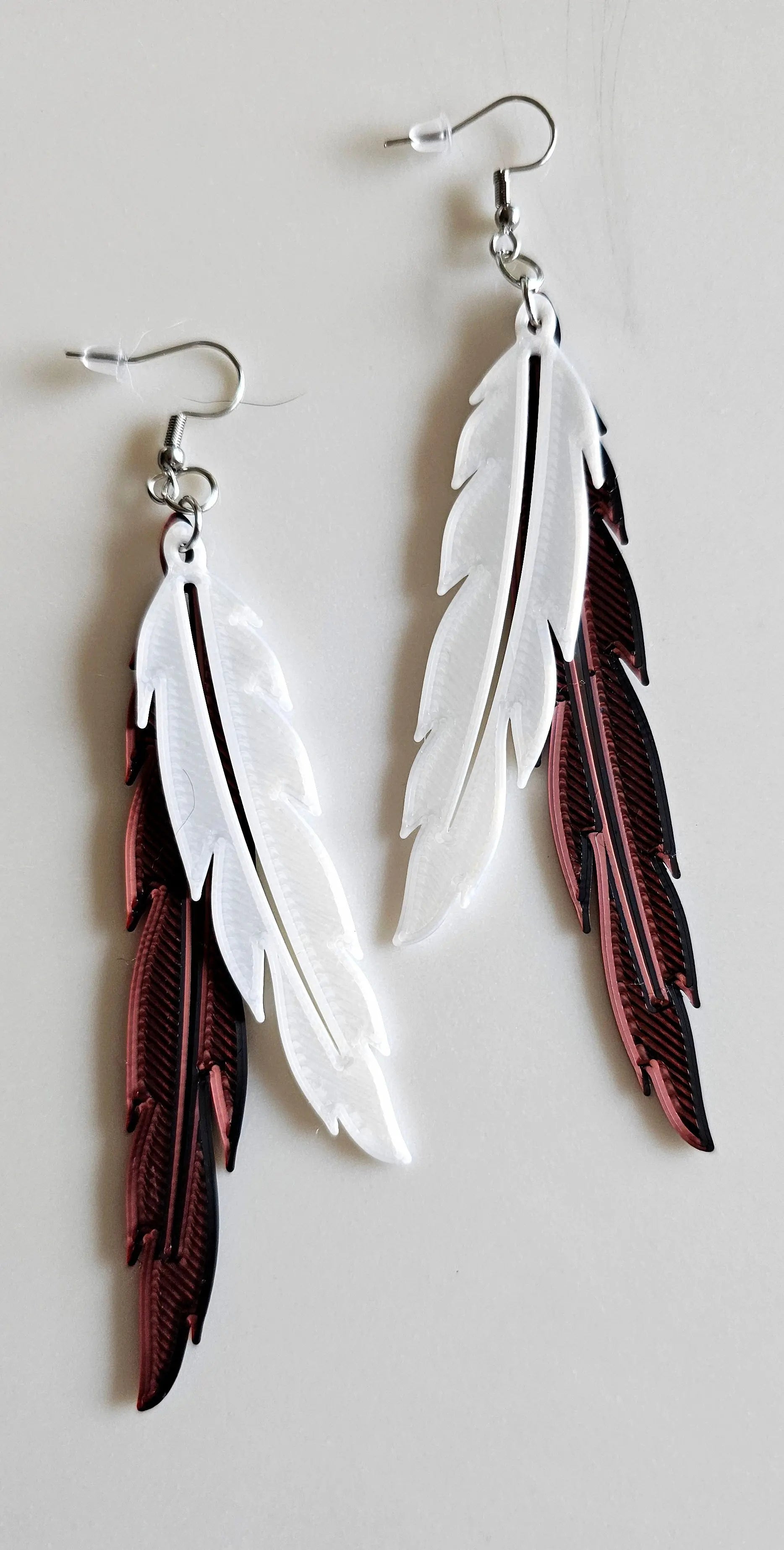 3D Print Double Feather Boho Earrings Made in America Baha Ranch Western Wear
