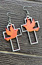 3D Print Christian Cross Faith Earrings Made in America Baha Ranch Western Wear
