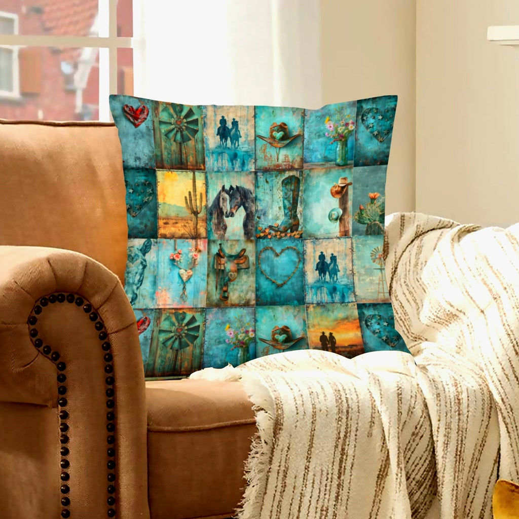 Baha Ranch turquoise Dreams Velvety Soft Pillow Case Made in America Baha Ranch Western Wear