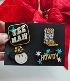 Set of 4 3D Print Western Cowboy Yeehaw Howdy Hat Pins Made in America choice of colors Baha Ranch Western Wear