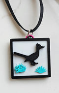 3D Print Picture Necklace on Deerskin Leather Western Bull Skull Desert Cactus Made in America Baha Ranch Western Wear