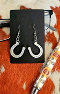3D Print Western Silver Horseshoe Earrings Made in America Baha Ranch Western Wear