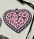 3d Printed Tooled Cowboy Cowgirl Heart  Keychain or Purse Charm Baha Ranch Western Wear