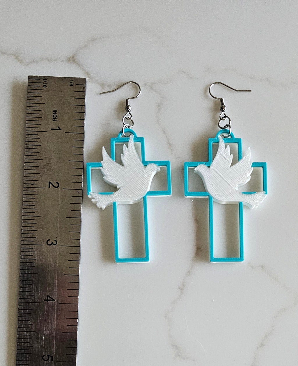 3D Print Christian Cross Faith Earrings Made in America Baha Ranch Western Wear