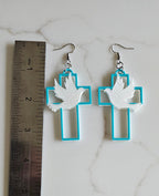 3D Print Christian Cross Faith Earrings Made in America Baha Ranch Western Wear