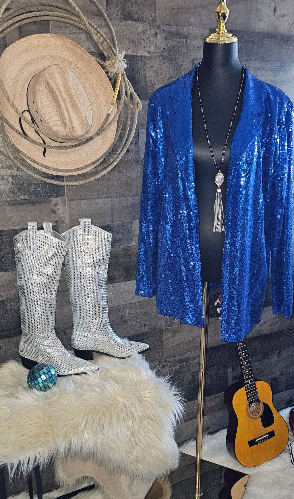 Blazing Boots - Blue or Silver -  Cowgirl Sparkle Holiday Western Baha Ranch Western Wear