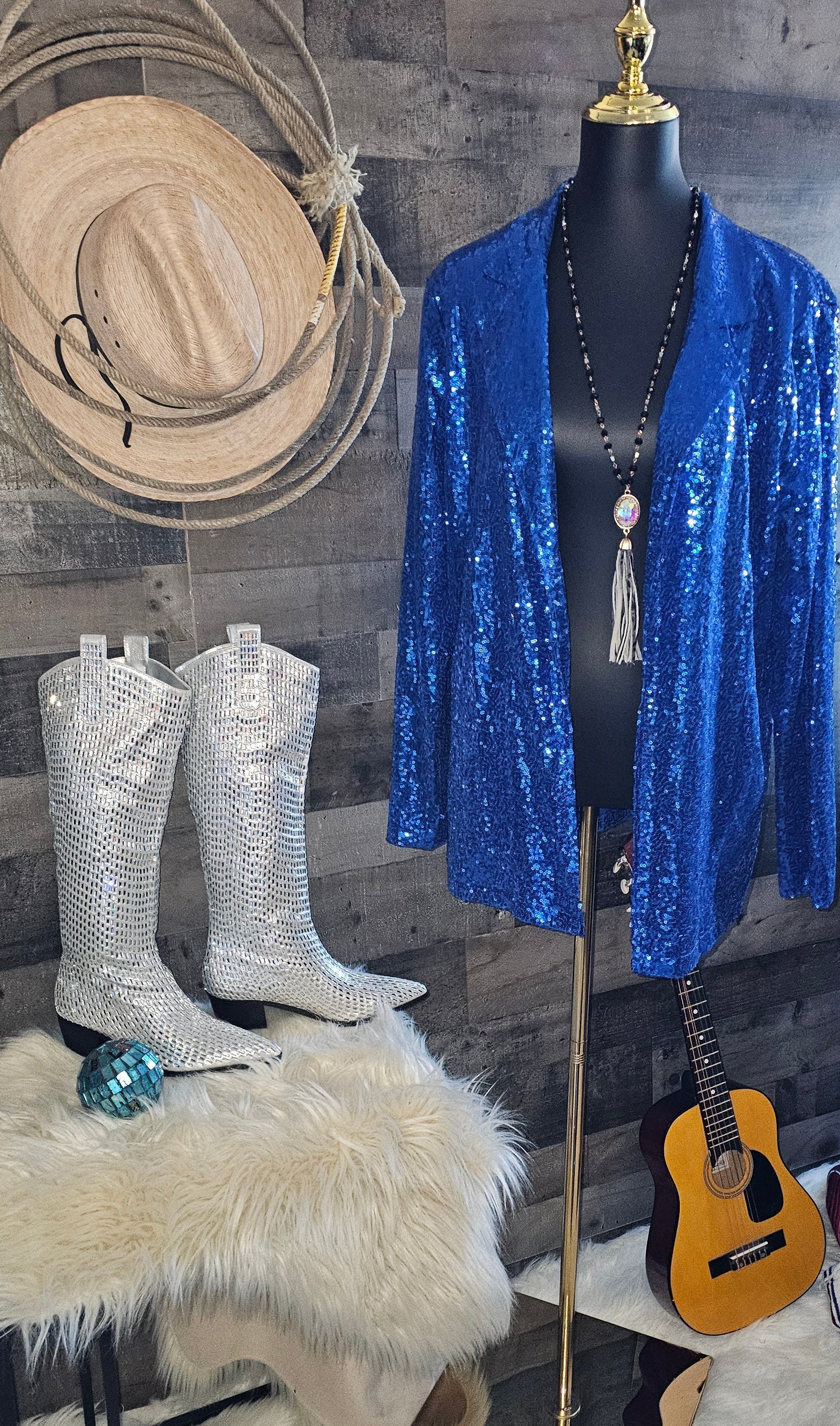 Blazing Boots - Blue or Silver -  Cowgirl Sparkle Holiday Western Baha Ranch Western Wear