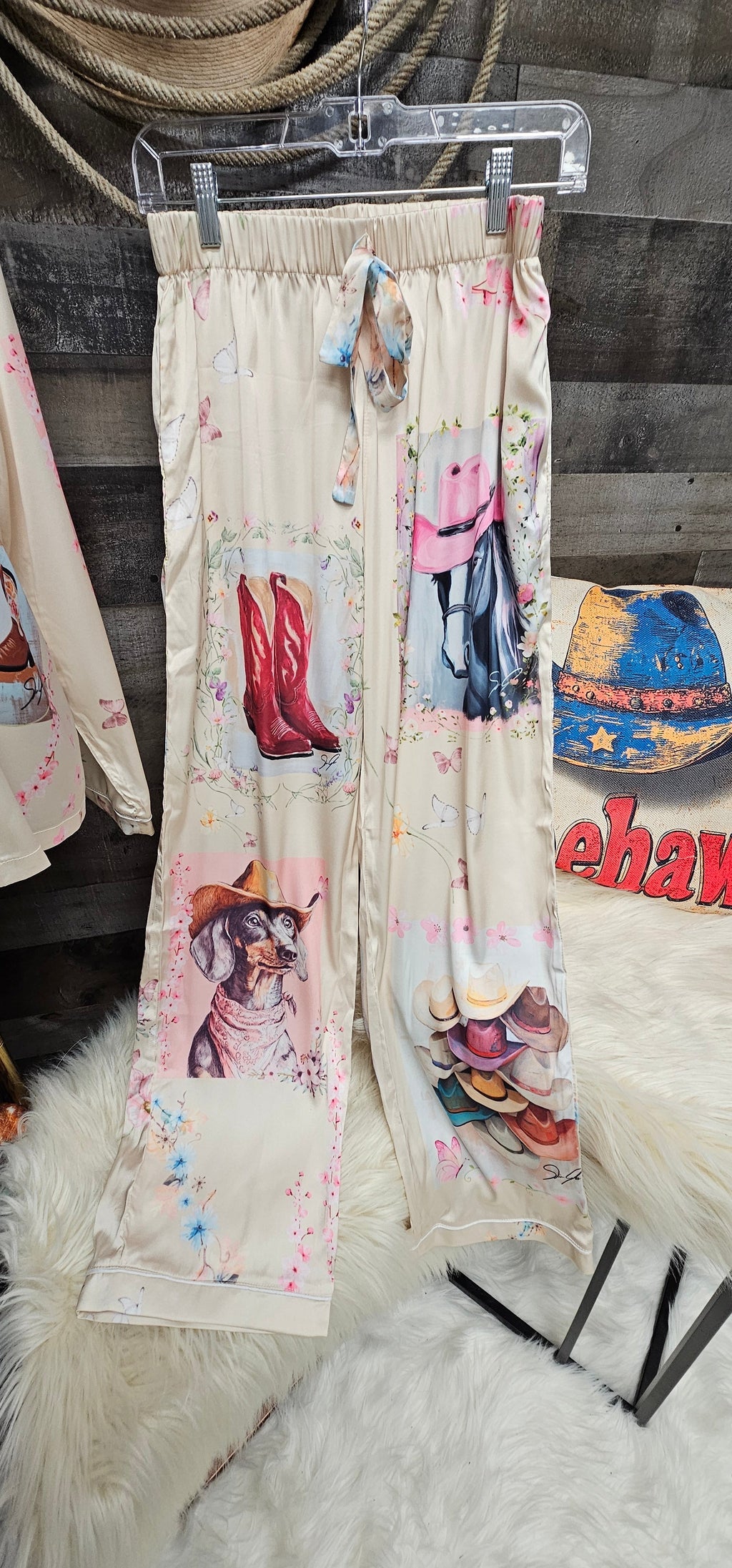 Baha Ranch Danilo Painted Cowgirl Satin Long Pajamas Baha Ranch Western Wear