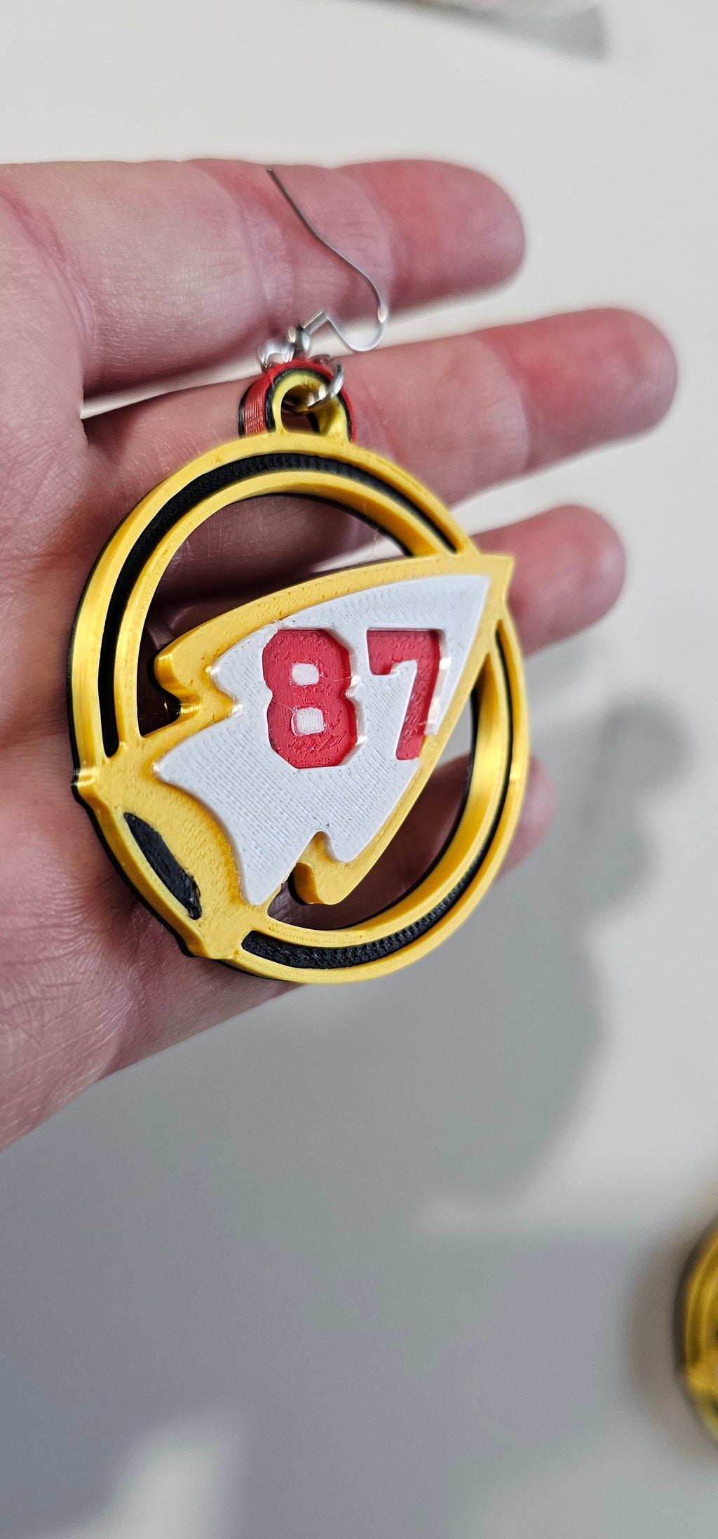 3D Print Kansas City Travis 87 Arrowhead Chiefs Earrings Kelce Made in America Baha Ranch Western Wear