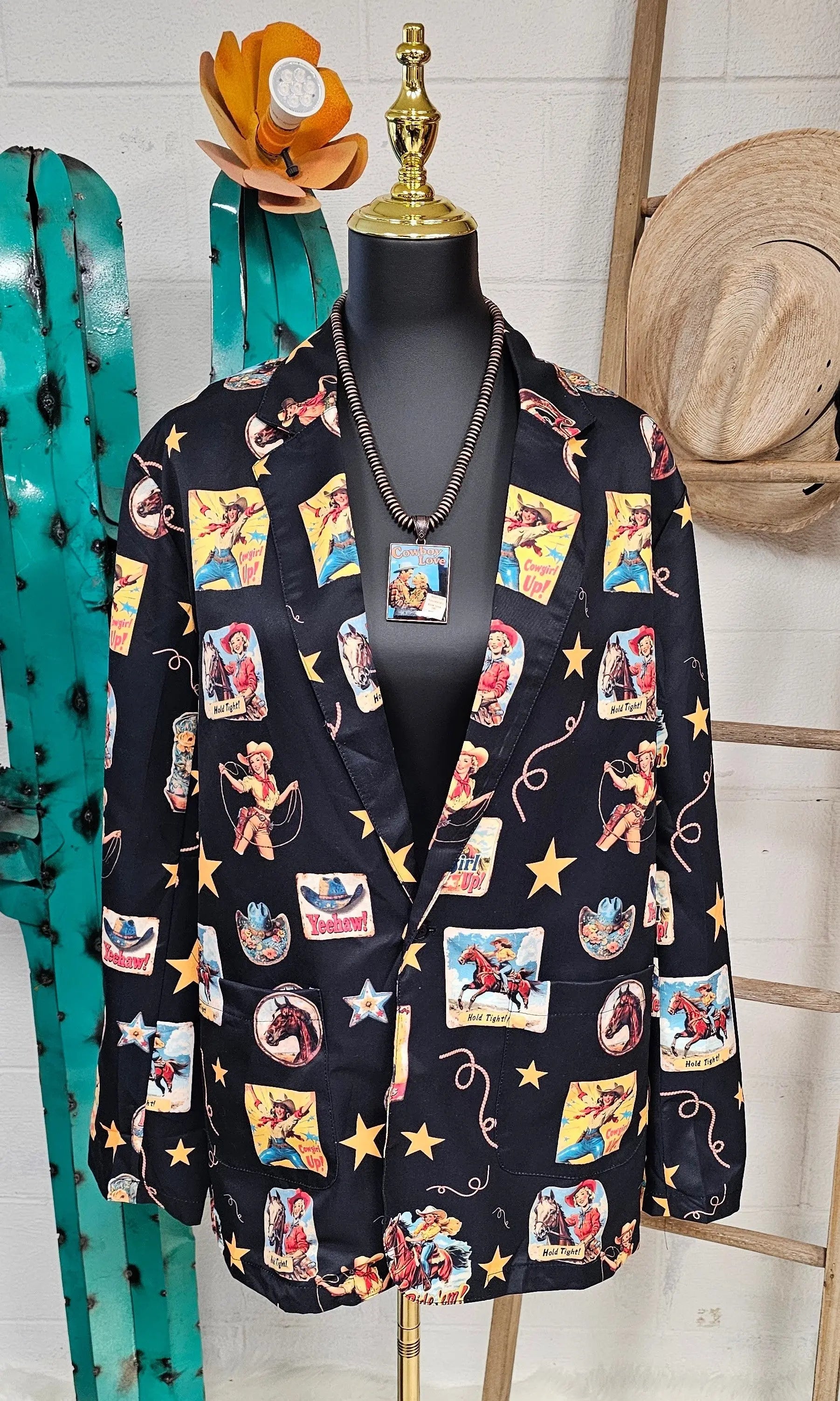 Baha Ranch Vintage Cowgirl Collage Western Blazer Baha Ranch Western Wear