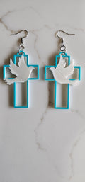 3D Print Christian Cross Faith Earrings Made in America Baha Ranch Western Wear
