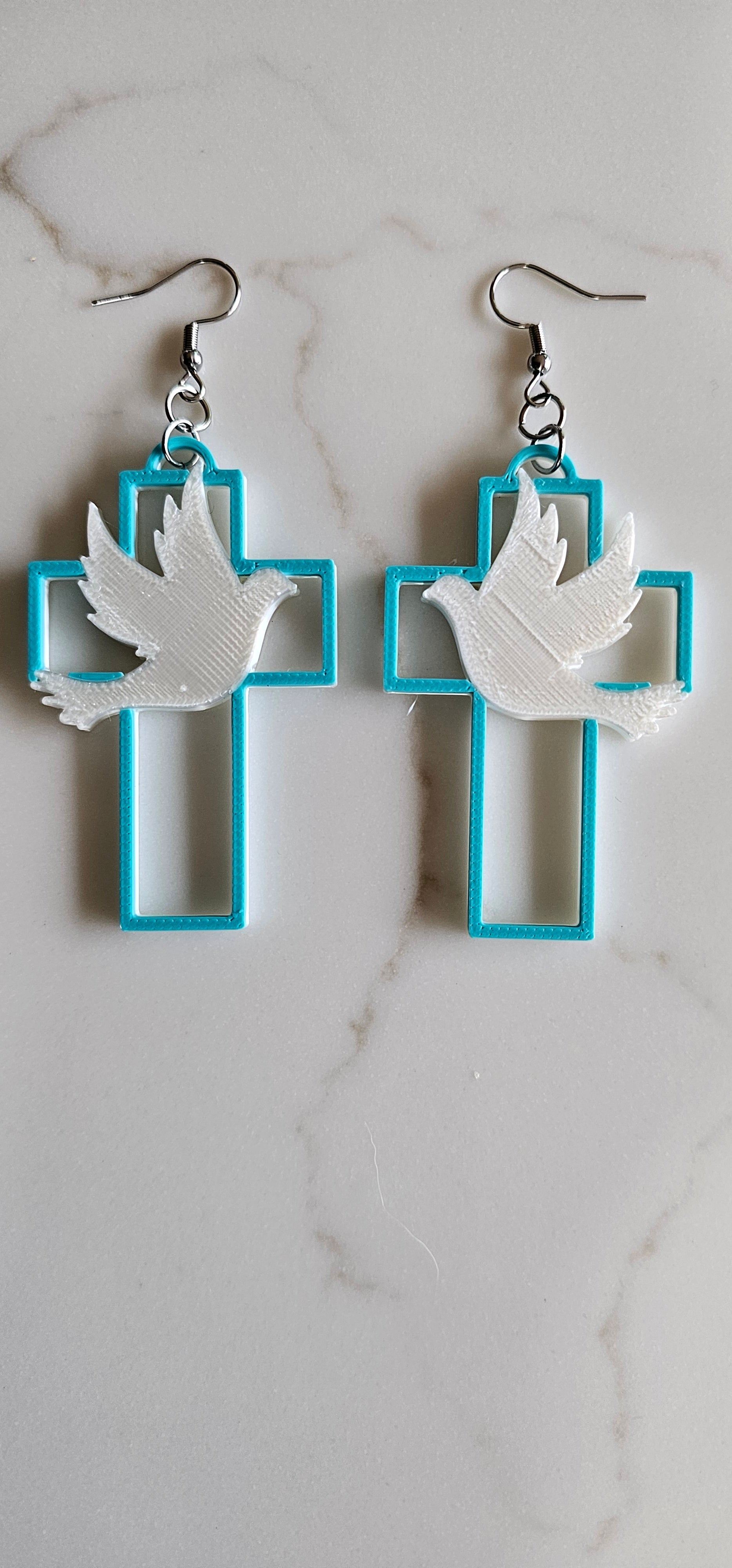 3D Print Christian Cross Faith Earrings Made in America Baha Ranch Western Wear