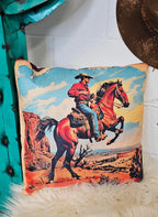 Vintage Cowboy Pillow Case Made in America Baha Ranch Western Wear