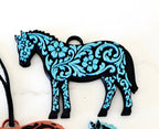 Baha Ranch 3D Print Floral Tooled Horse Charm or Keychain Made in America Baha Ranch Western Wear