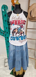 Make America Cowboy Again Rodeo Tank Baha Ranch Western Wear