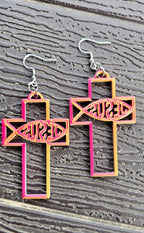3D Print Christian Cross Faith Earrings Made in America Baha Ranch Western Wear