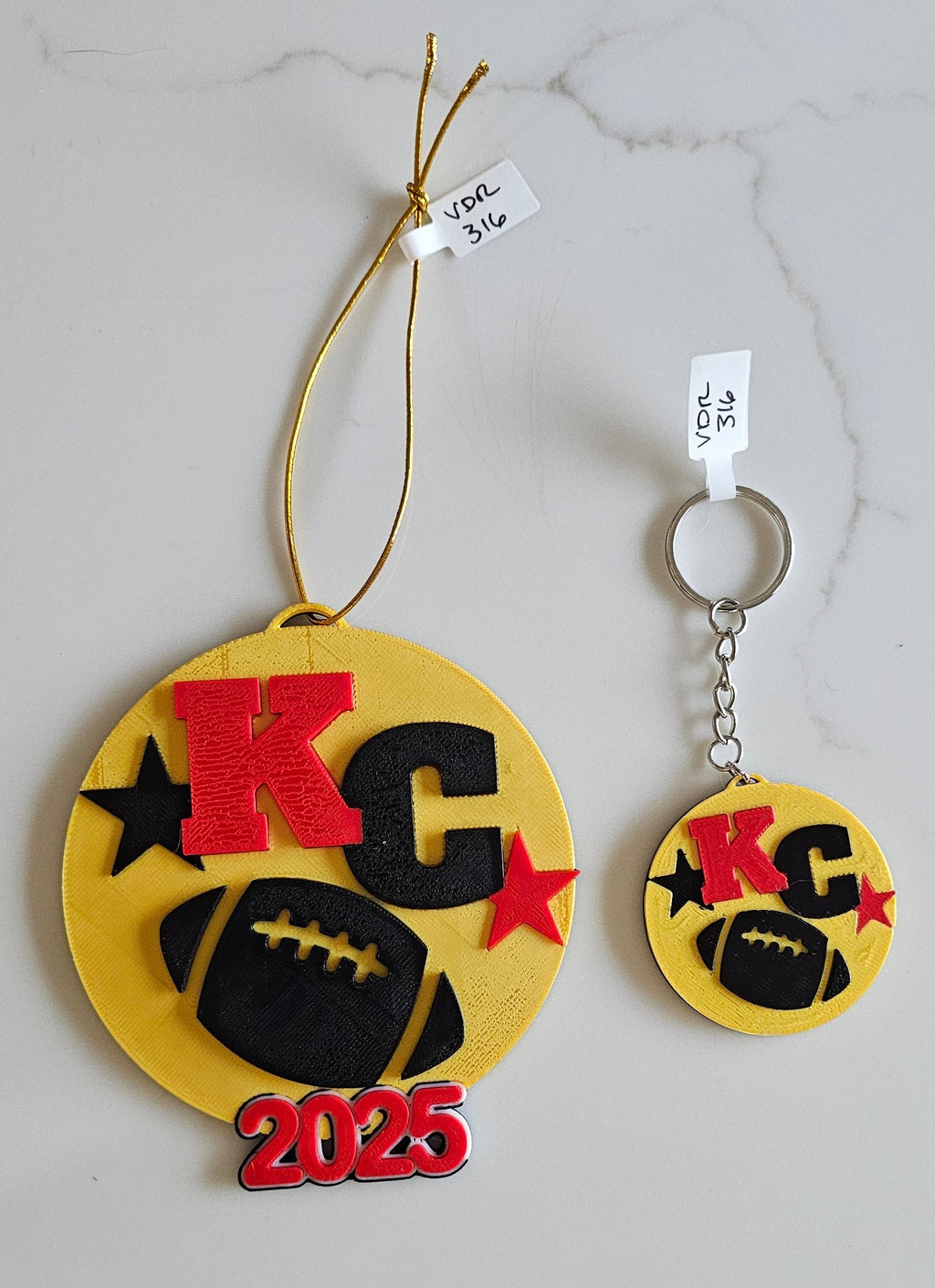 3D Print Chiefs Kc Kansas City Football Ornament or Keychain Baha Ranch Western Wear