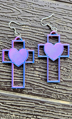 3D Print Christian Cross Faith Earrings Made in America Baha Ranch Western Wear