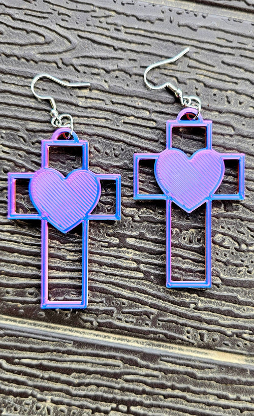 3D Print Christian Cross Faith Earrings Made in America Baha Ranch Western Wear