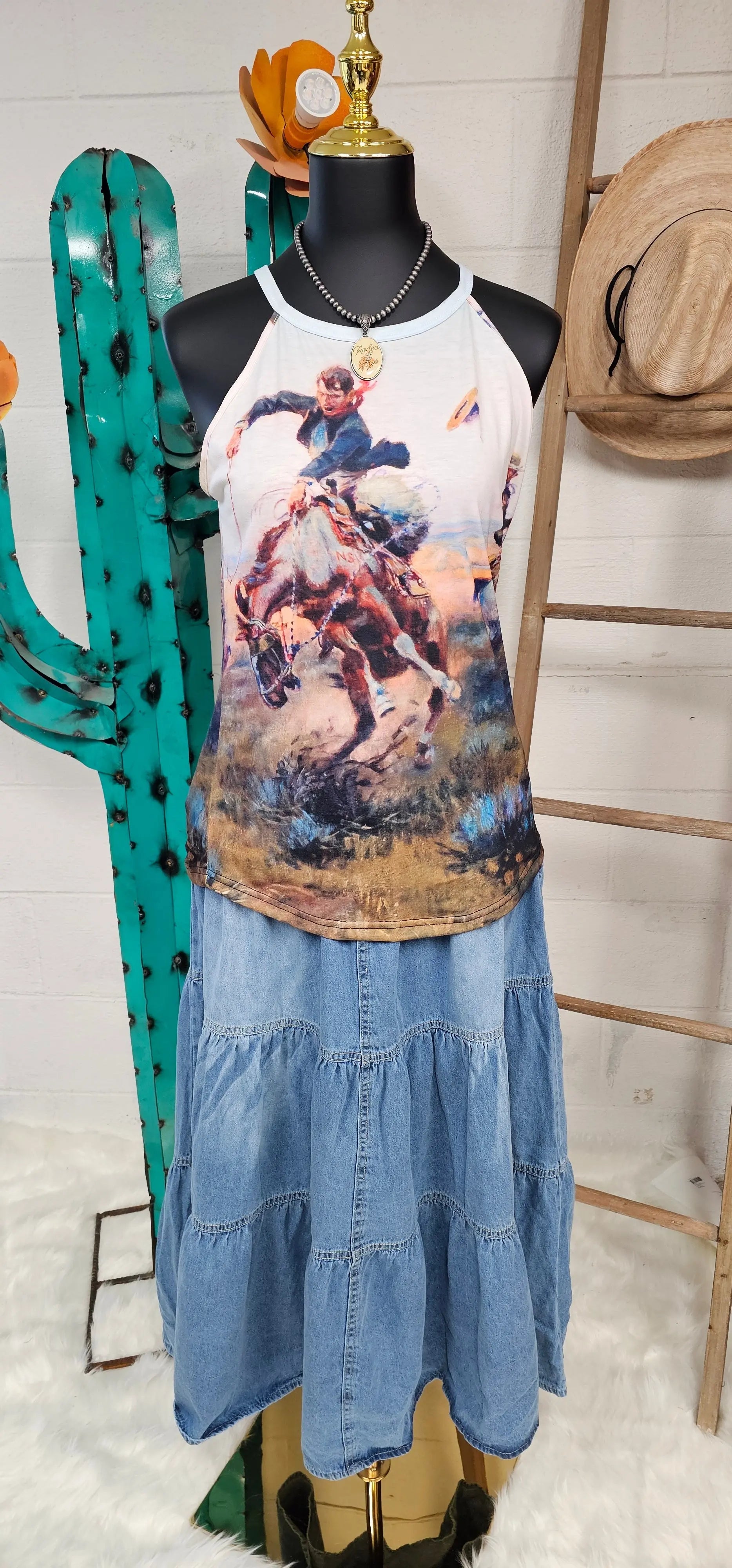 Baha Ranch Vintage Western Cowboy Women's Tank Top Baha Ranch Western Wear