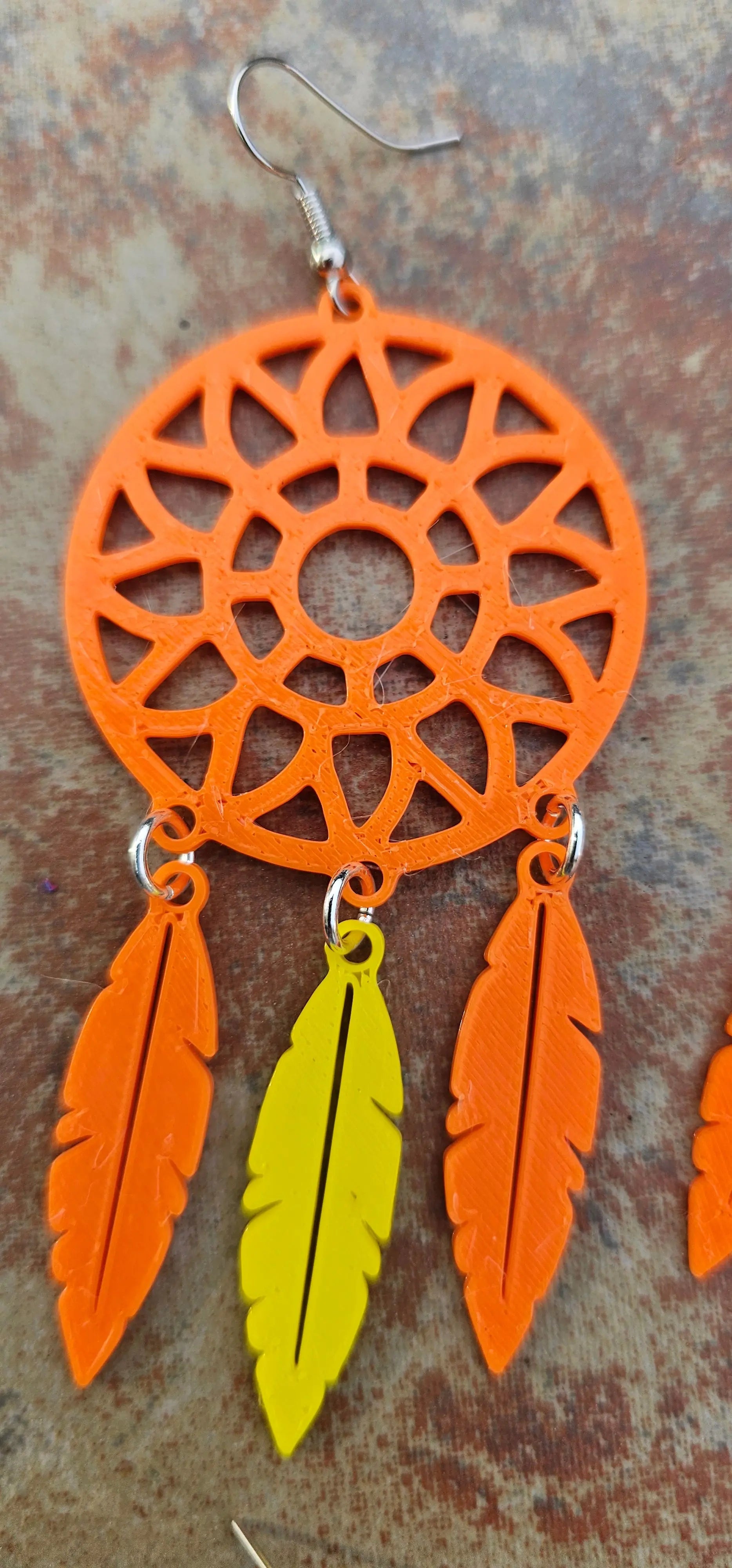 3D Print Dreamcatcher Boho Earrings Choice of Colors Made in America Baha Ranch Western Wear