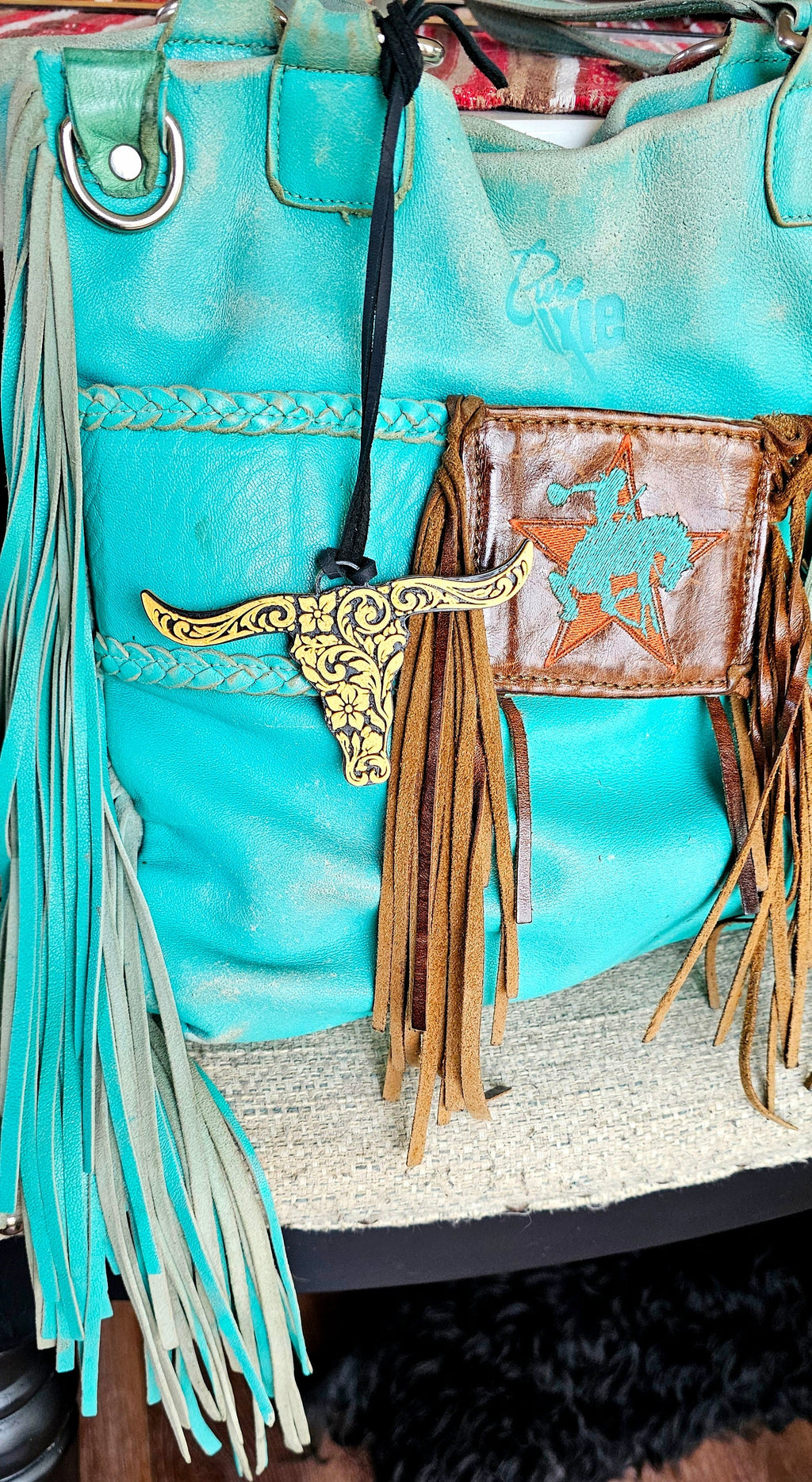 3d Print Tooled Longhorn Keychain or Purse Charm Ornament - Made in America - choice of colors Baha Ranch Western Wear