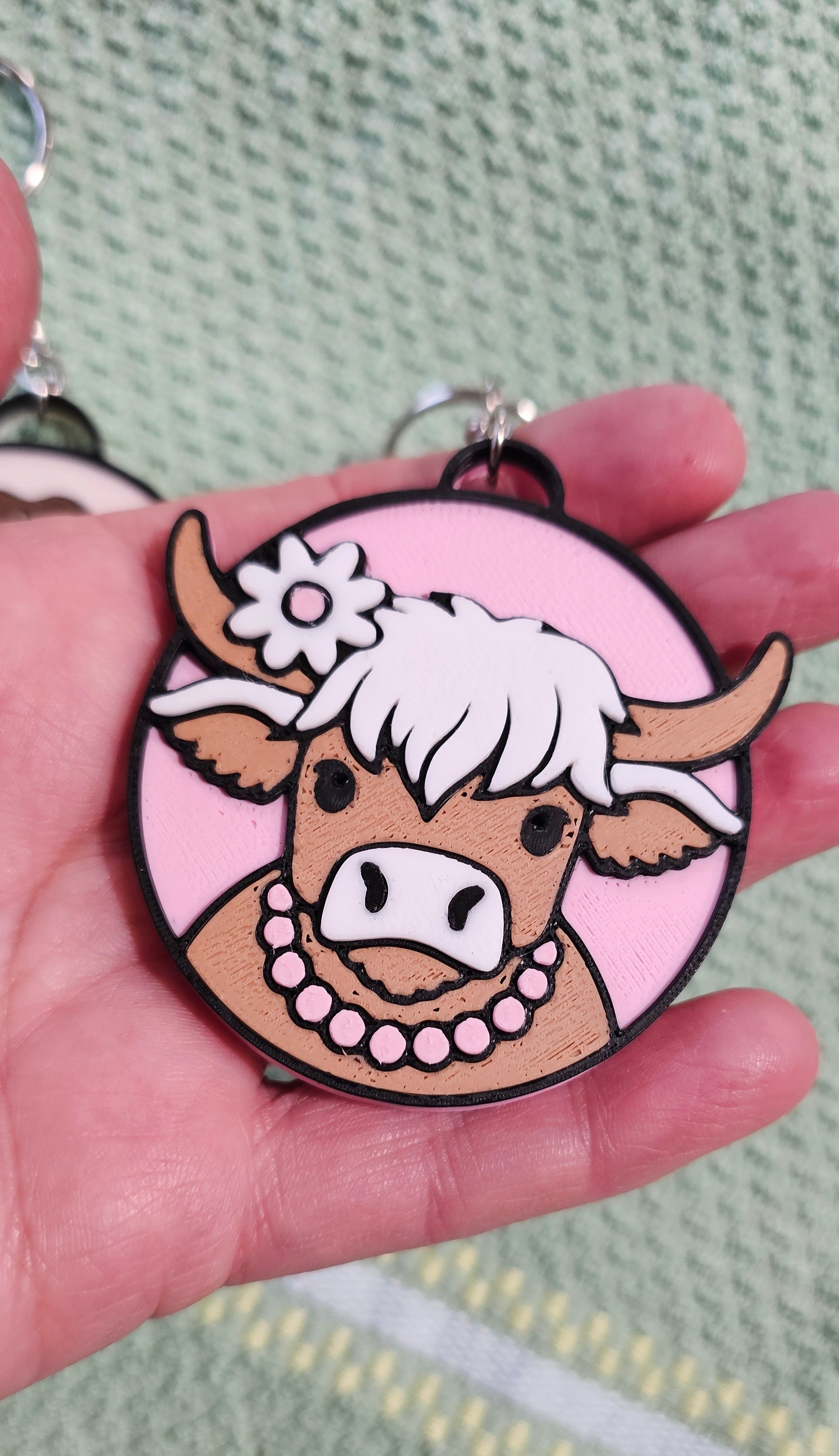 3d Western Cowgirl Cowboy Highland Cow Theme - Necklace, Purse Charm, Earrings, Keychain, Magnet Baha Ranch Western Wear