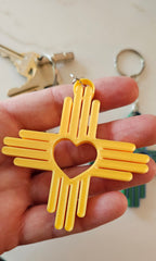 3D Print New Mexico Zia Heart Keychain Made in America Baha Ranch Western Wear