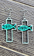 3D Print Christian Cross Faith Earrings Made in America Baha Ranch Western Wear