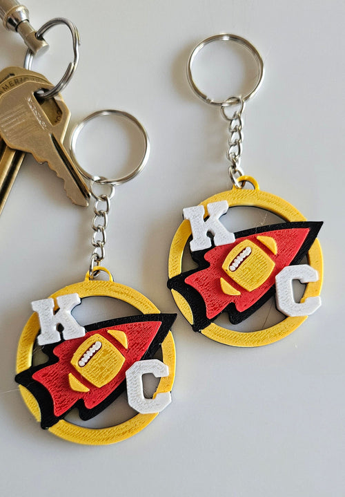 3D Print Chiefs Earrings Keychain Red Kingdom Kansas City KC Football Baha Ranch Western Wear