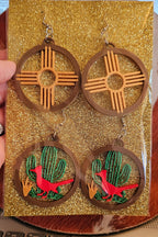 3D Print Zia New Mexico Cactus Earrings Made in America Baha Ranch Western Wear