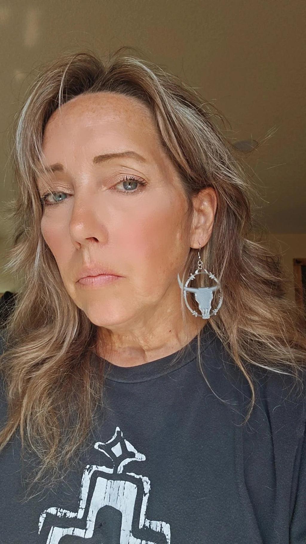 3D Print Longhorn Texas Ranch Western Barbwire Lightweight Earrings Made in America Baha Ranch Western Wear