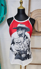 Baha Ranch Black White Cowboy Vintage Tank Top Baha Ranch Western Wear