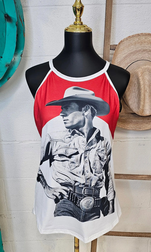 Baha Ranch Black White Cowboy Vintage Tank Top Baha Ranch Western Wear