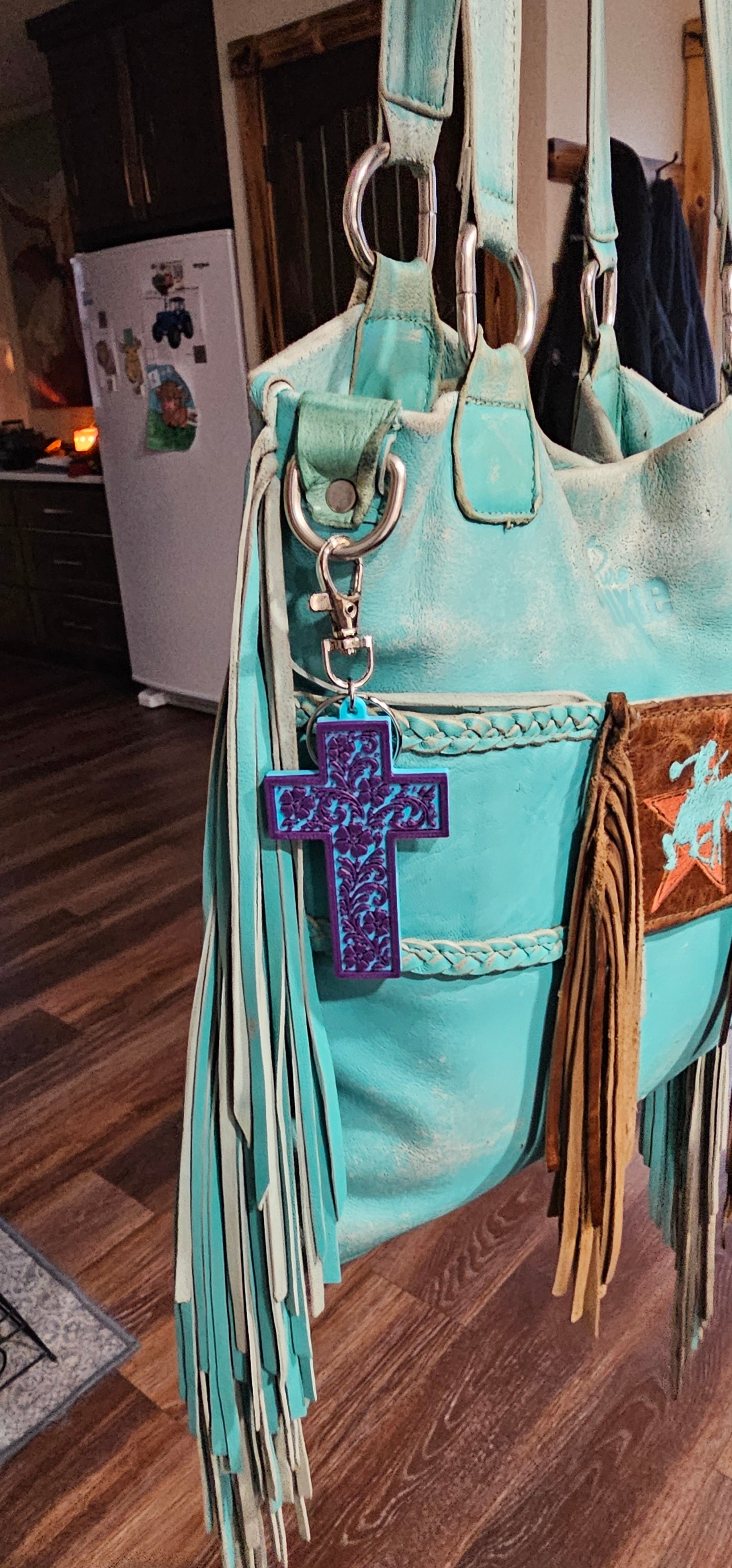 Baha Ranch 3D Faith Tooled Wall Cross or Keychain/Purse Charm Made in America Baha Ranch Western Wear