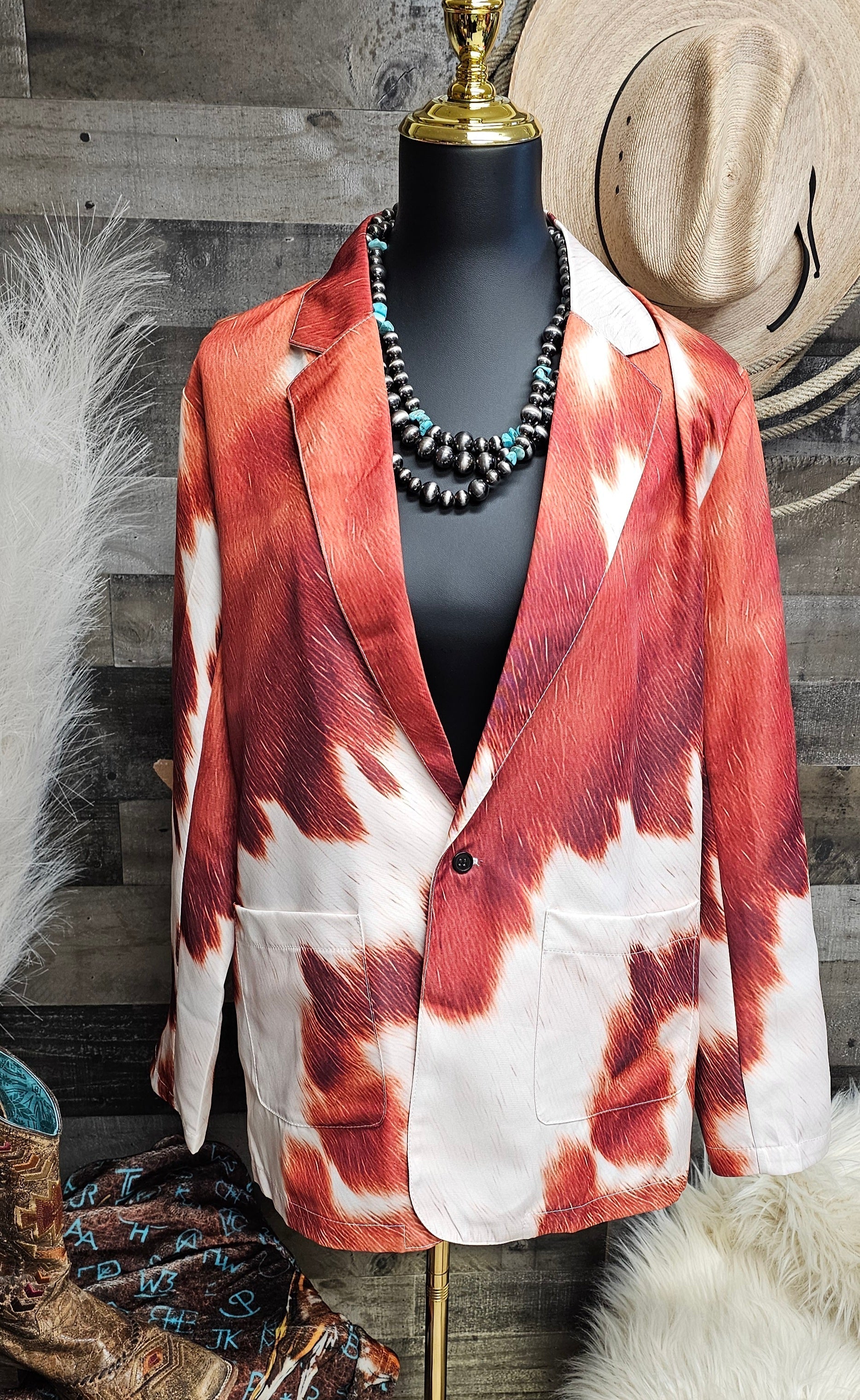 Baha Ranch Cowhide Print blazer Baha Ranch Western Wear