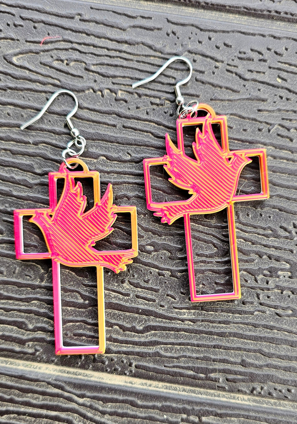 3D Print Christian Cross Faith Earrings Made in America Baha Ranch Western Wear