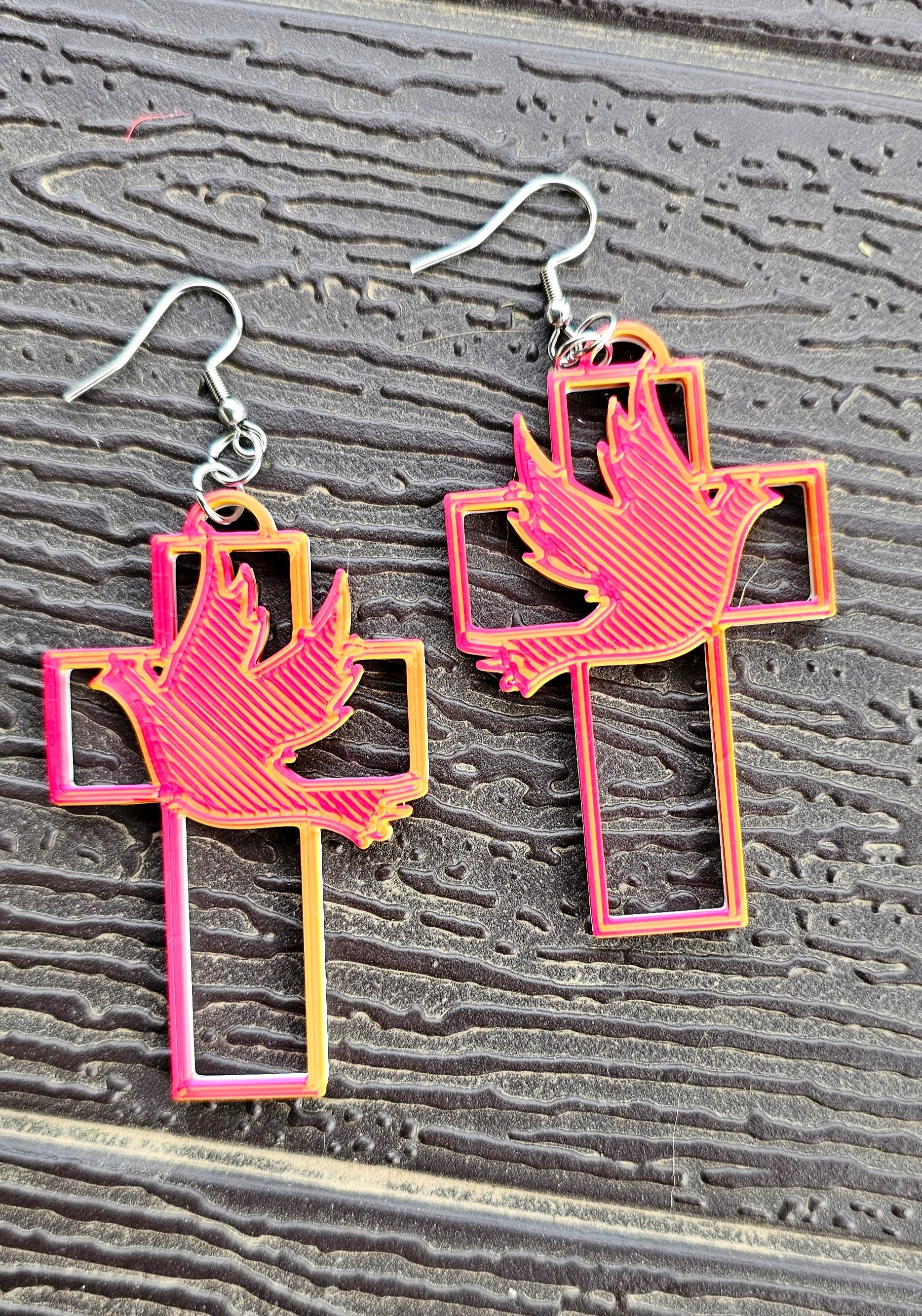 3D Print Christian Cross Faith Earrings Made in America Baha Ranch Western Wear
