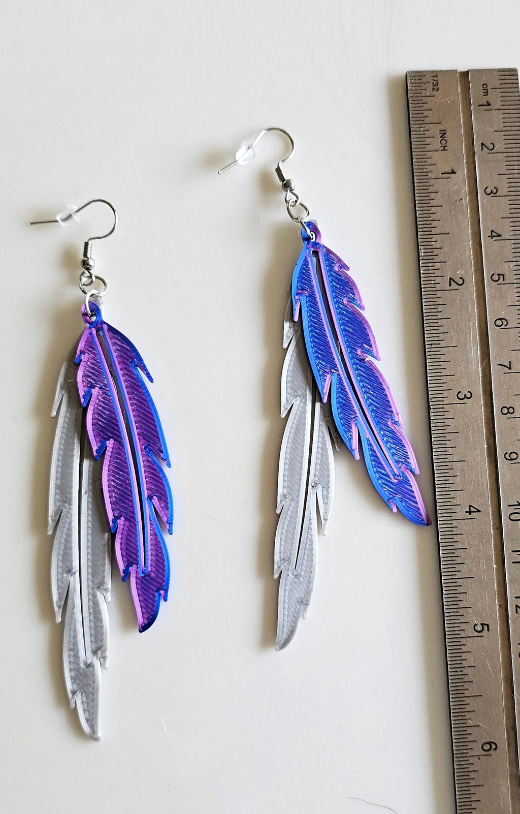 3D Print Double Feather Boho Earrings Made in America Baha Ranch Western Wear