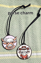 3d Western Cowgirl Cowboy Highland Cow Theme - Necklace, Purse Charm, Earrings, Keychain, Magnet Baha Ranch Western Wear