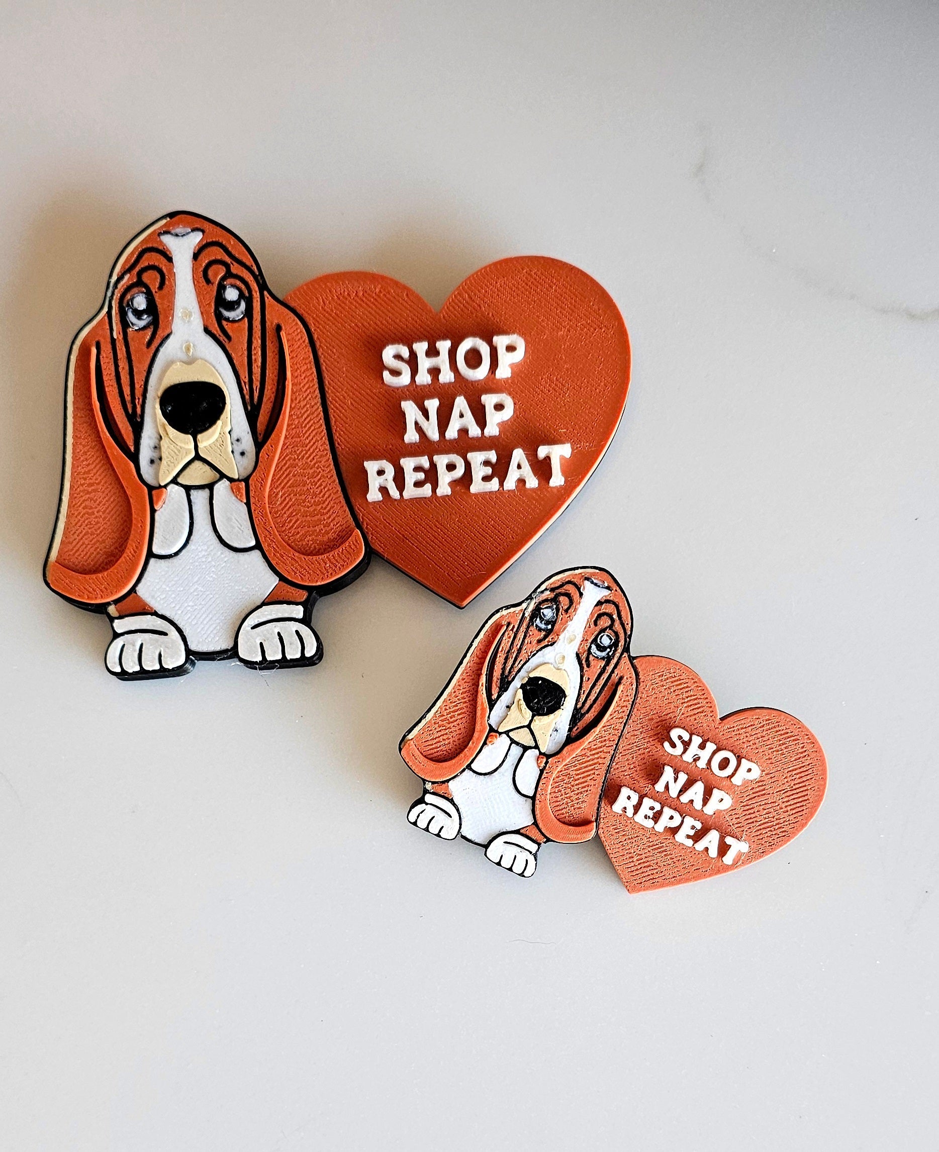 3d Print Basset Hound Cute Funny Shopping Hat Pin or Magnet Baha Ranch Western Wear