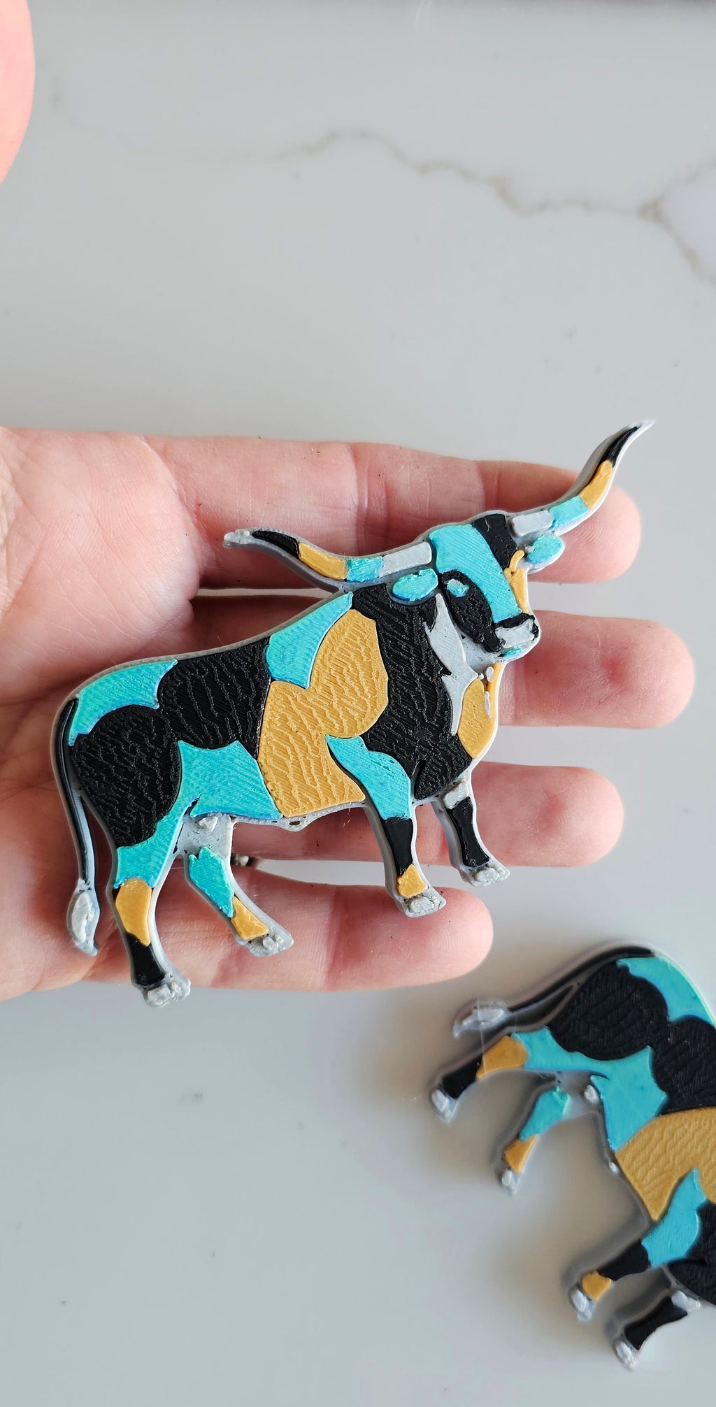 Baha Ranch 3D Print Turquoise Longhorn Made in America Keychain Magnet Purse Charm Baha Ranch Western Wear